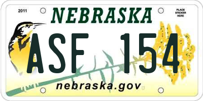 NE license plate ASF154