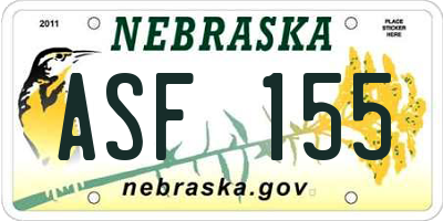 NE license plate ASF155