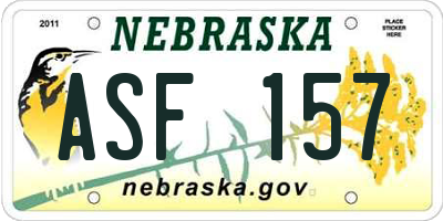NE license plate ASF157