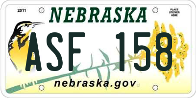 NE license plate ASF158