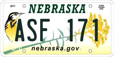 NE license plate ASF171