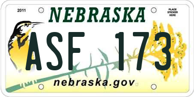NE license plate ASF173