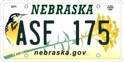 NE license plate ASF175