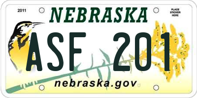 NE license plate ASF201