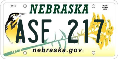 NE license plate ASF217
