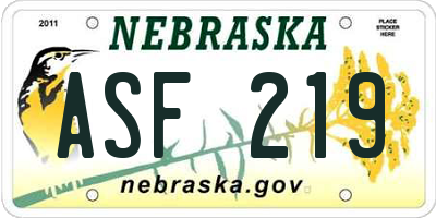 NE license plate ASF219