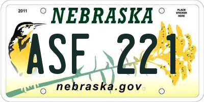 NE license plate ASF221