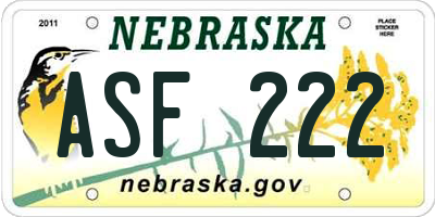 NE license plate ASF222