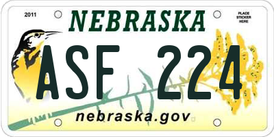 NE license plate ASF224