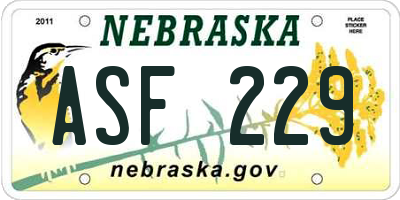 NE license plate ASF229