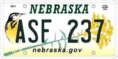 NE license plate ASF237