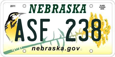 NE license plate ASF238