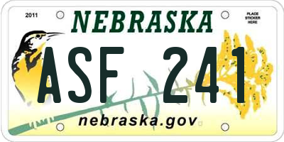 NE license plate ASF241