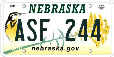 NE license plate ASF244