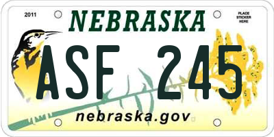 NE license plate ASF245
