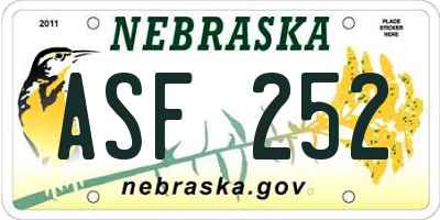NE license plate ASF252