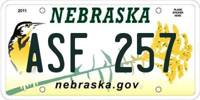 NE license plate ASF257
