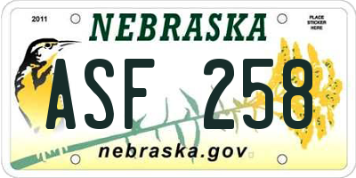 NE license plate ASF258