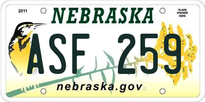 NE license plate ASF259