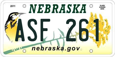 NE license plate ASF261