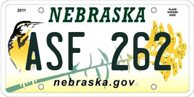 NE license plate ASF262