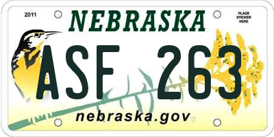 NE license plate ASF263