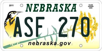 NE license plate ASF270
