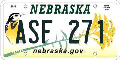 NE license plate ASF271