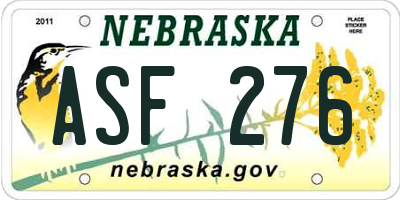 NE license plate ASF276