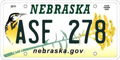 NE license plate ASF278