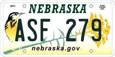 NE license plate ASF279