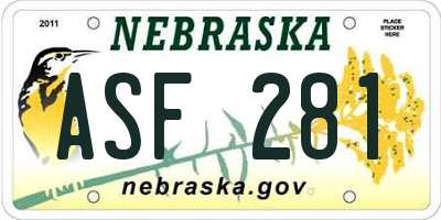 NE license plate ASF281
