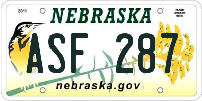 NE license plate ASF287