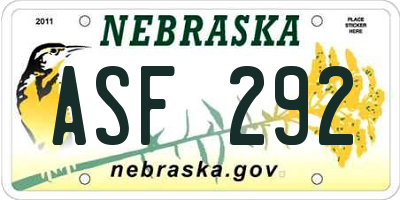 NE license plate ASF292