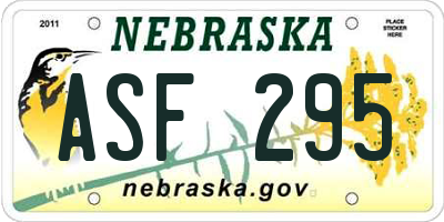 NE license plate ASF295