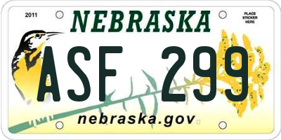 NE license plate ASF299
