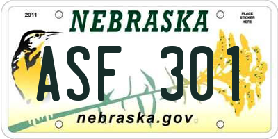NE license plate ASF301