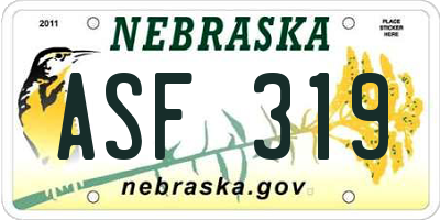 NE license plate ASF319