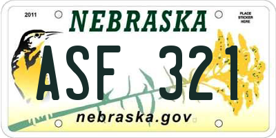 NE license plate ASF321