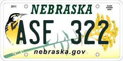 NE license plate ASF322