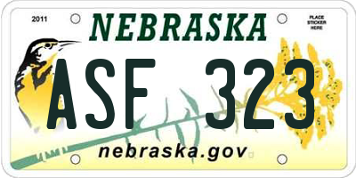 NE license plate ASF323