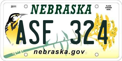 NE license plate ASF324