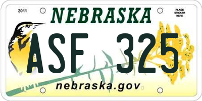 NE license plate ASF325