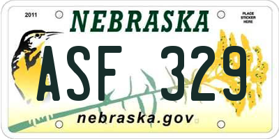 NE license plate ASF329
