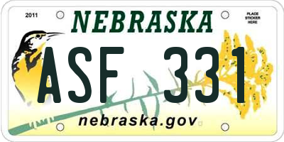NE license plate ASF331