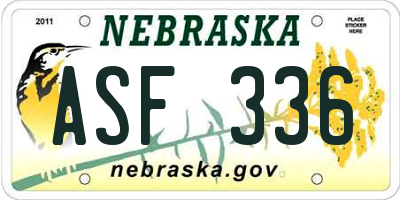 NE license plate ASF336