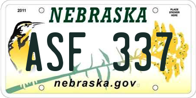 NE license plate ASF337
