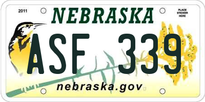 NE license plate ASF339