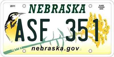 NE license plate ASF351