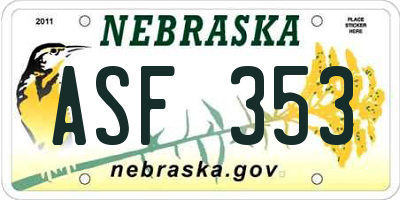 NE license plate ASF353